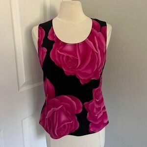 VINTAGE‎ BLACK AND PINK SHERI MARTIN NEW YORK FLORAL TOP